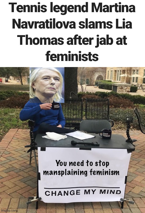 Trans female mansplainer ? | You need to stop mansplaining feminism | image tagged in change my mind,politics lol,memes | made w/ Imgflip meme maker