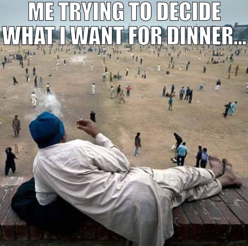 THE WORLD IS FULL OF CHOICES | ME TRYING TO DECIDE WHAT I WANT FOR DINNER... | image tagged in others are doing things while you're watching them | made w/ Imgflip meme maker