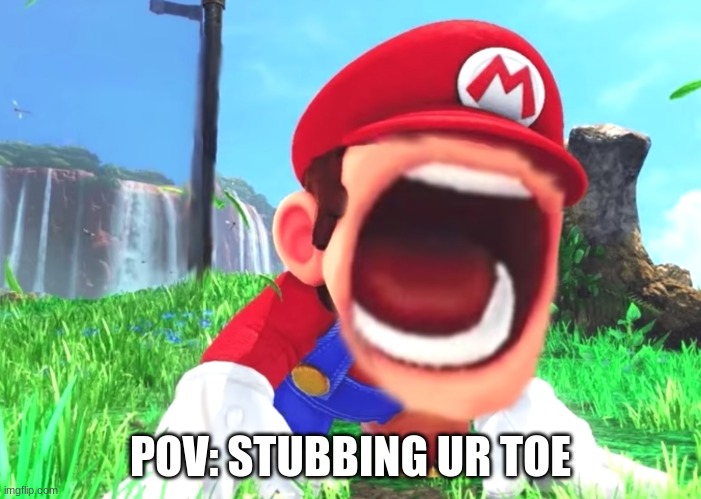 Mario screaming | POV: STUBBING UR TOE | image tagged in mario screaming | made w/ Imgflip meme maker