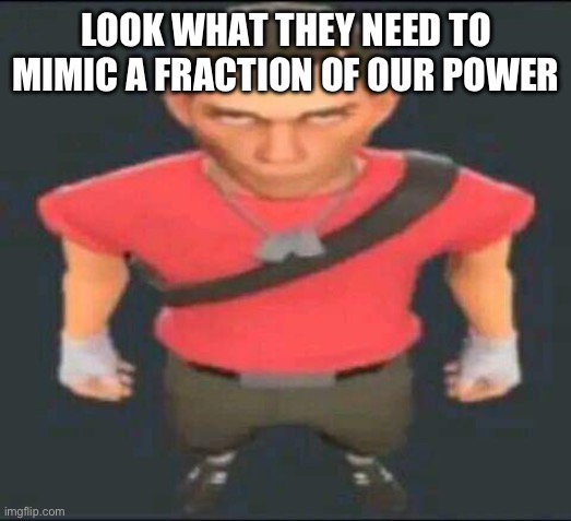 bro | LOOK WHAT THEY NEED TO MIMIC A FRACTION OF OUR POWER | image tagged in bro | made w/ Imgflip meme maker
