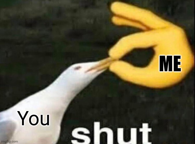 SHUT | You ME | image tagged in shut | made w/ Imgflip meme maker