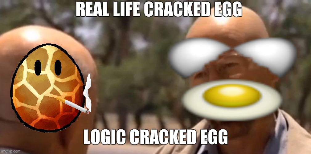 Cracked egg logic | REAL LIFE CRACKED EGG; LOGIC CRACKED EGG | image tagged in logic | made w/ Imgflip meme maker
