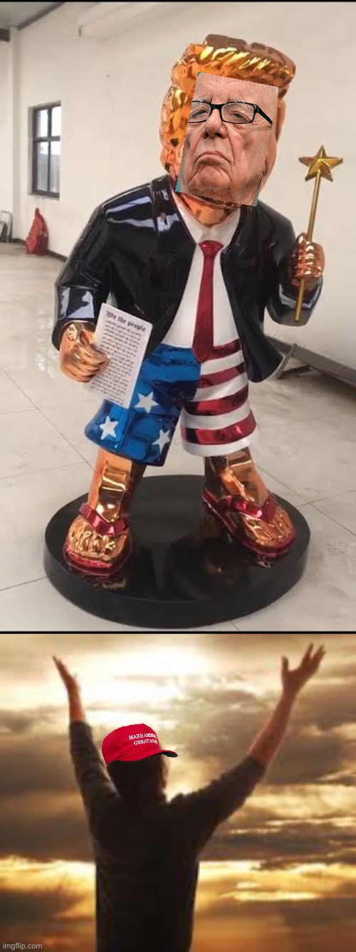 image tagged in golden trump statue,worship | made w/ Imgflip meme maker