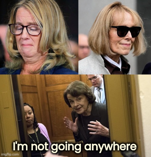 Same Sh*t , Different Day | I'm not going anywhere | image tagged in sneaky diane feinstein,hey i've seen this one,reruns,nothing burger,made up,metoo | made w/ Imgflip meme maker