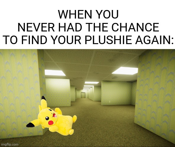 don't you ever had this happened to you all the time? | WHEN YOU NEVER HAD THE CHANCE TO FIND YOUR PLUSHIE AGAIN: | image tagged in funny memes,pokemon | made w/ Imgflip meme maker