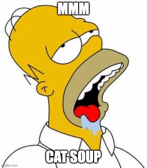 Hungry Homer | MMM CAT SOUP | image tagged in hungry homer | made w/ Imgflip meme maker