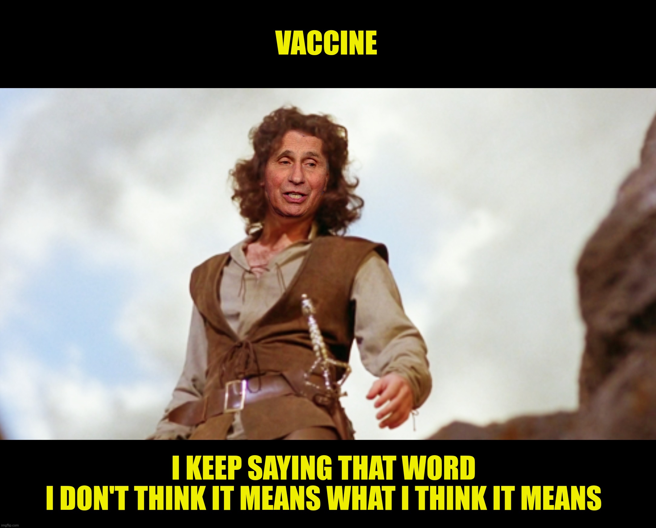 VACCINE I KEEP SAYING THAT WORD 
I DON'T THINK IT MEANS WHAT I THINK IT MEANS | made w/ Imgflip meme maker