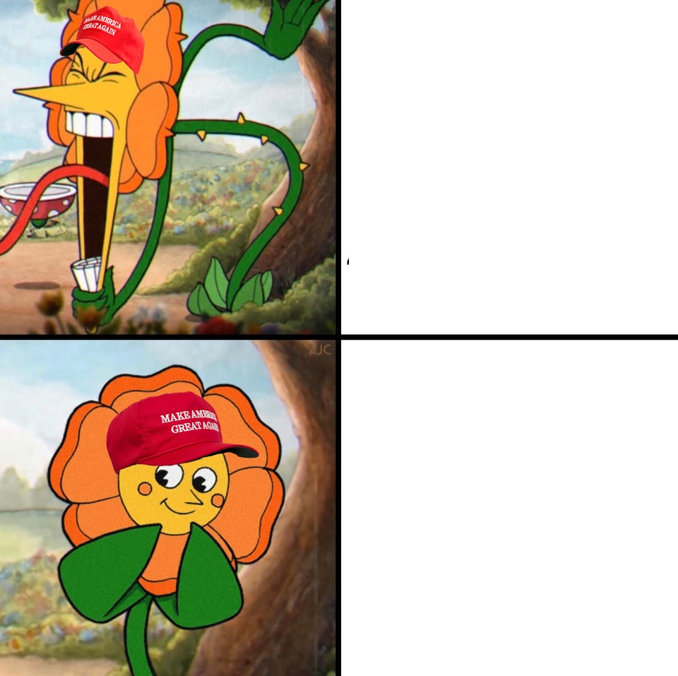 ANGRY HAPPY MAGA FLOWERS Blank Meme Template