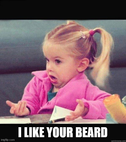 I dont know girl | I LIKE YOUR BEARD | image tagged in i dont know girl | made w/ Imgflip meme maker