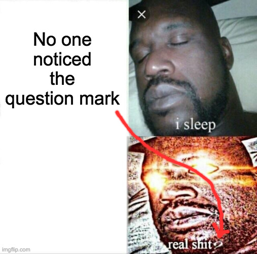 Did anyone else know? | No one noticed the question mark | image tagged in memes,sleeping shaq | made w/ Imgflip meme maker