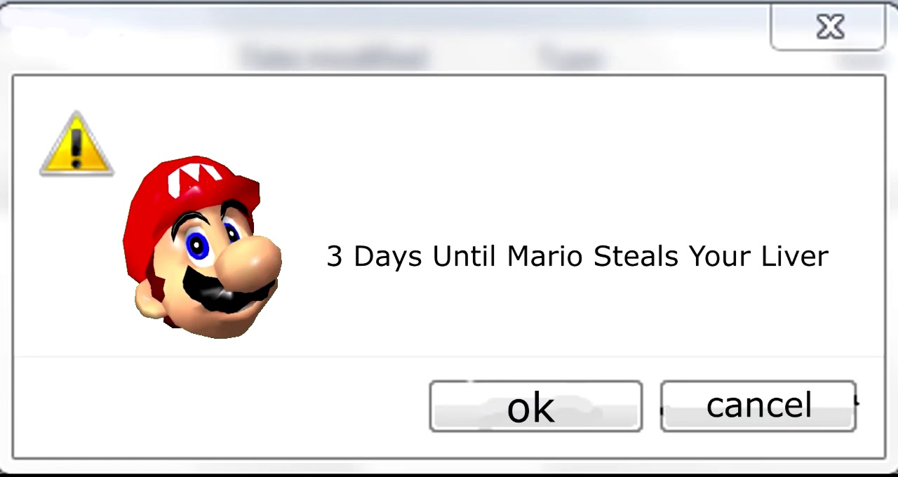 3 Days Until Mario Steals Your Liver Blank Meme Template