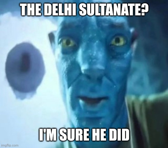Avatar guy | THE DELHI SULTANATE? I'M SURE HE DID | image tagged in avatar guy | made w/ Imgflip meme maker