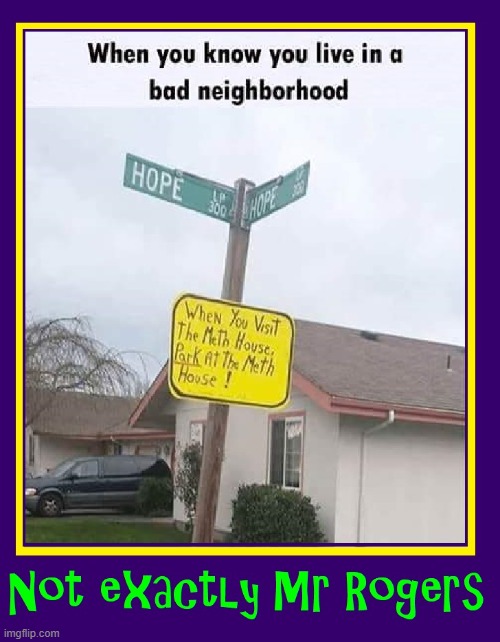 The Neighborhood ain't what it's cracked up to be | image tagged in vince vance,crack house,memes,crack,meth,bad neighborhood | made w/ Imgflip meme maker