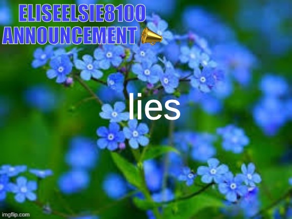 EliseElsie8100 Announcement | lies | image tagged in eliseelsie8100 announcement | made w/ Imgflip meme maker