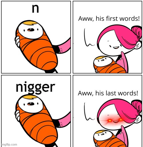 stupid babies | n; nigger | image tagged in aww his last words,memes | made w/ Imgflip meme maker
