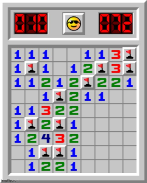 New thing, post minesweeper runs now | image tagged in minesweeper | made w/ Imgflip meme maker