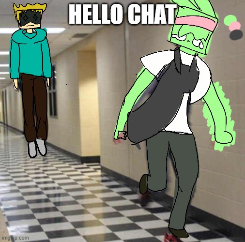 tweek chases tweak | HELLO CHAT | image tagged in tweek chases tweak | made w/ Imgflip meme maker