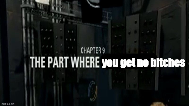 The part where you get no bitches | you get no bitches | image tagged in portal 2,no bitches | made w/ Imgflip meme maker
