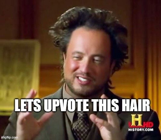 Look at this hair | LETS UPVOTE THIS HAIR | image tagged in memes,ancient aliens,hair,fun,laugh,funny memes | made w/ Imgflip meme maker