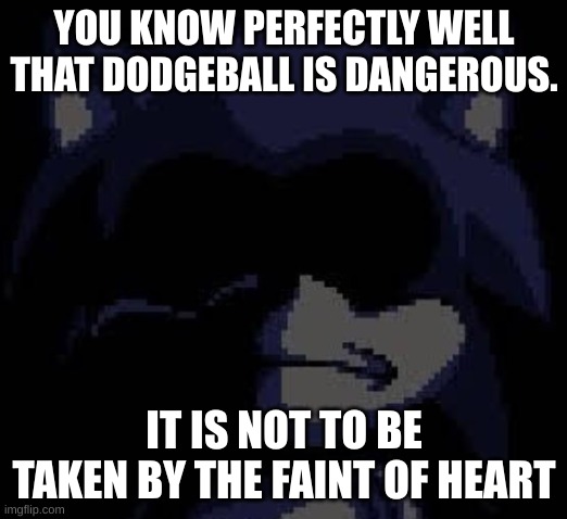 Lord X | YOU KNOW PERFECTLY WELL THAT DODGEBALL IS DANGEROUS. IT IS NOT TO BE TAKEN BY THE FAINT OF HEART | image tagged in lord x | made w/ Imgflip meme maker