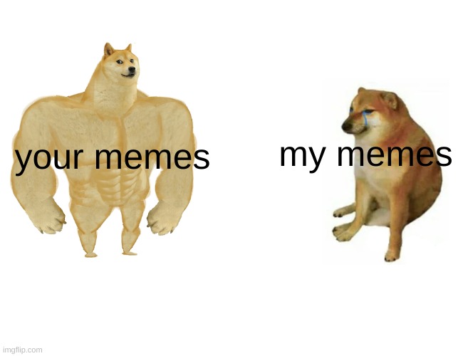 Buff Doge vs. Cheems Meme | your memes my memes | image tagged in memes,buff doge vs cheems | made w/ Imgflip meme maker