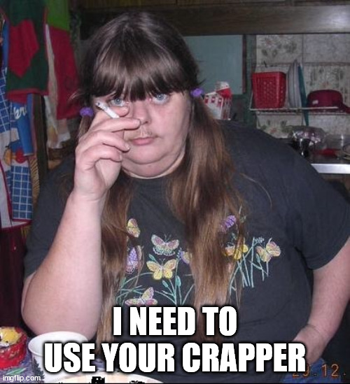 Smoker | I NEED TO USE YOUR CRAPPER | image tagged in smoker | made w/ Imgflip meme maker