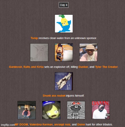 Day 4 (1) | image tagged in hunger games | made w/ Imgflip meme maker