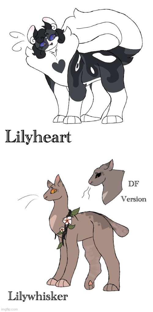 A few character designs for Lilyheart and Lilywhisker (Winners of a poll I did on Reddit) | made w/ Imgflip meme maker