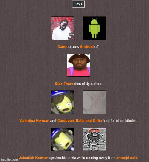 Day 6 (1) | image tagged in hunger games | made w/ Imgflip meme maker
