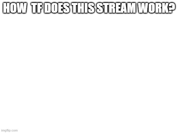 (Not asking by the way, just a failed meme) | HOW  TF DOES THIS STREAM WORK? | made w/ Imgflip meme maker