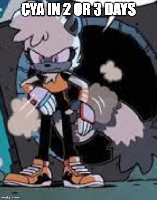 Tangle annoyed | CYA IN 2 OR 3 DAYS | image tagged in tangle annoyed | made w/ Imgflip meme maker