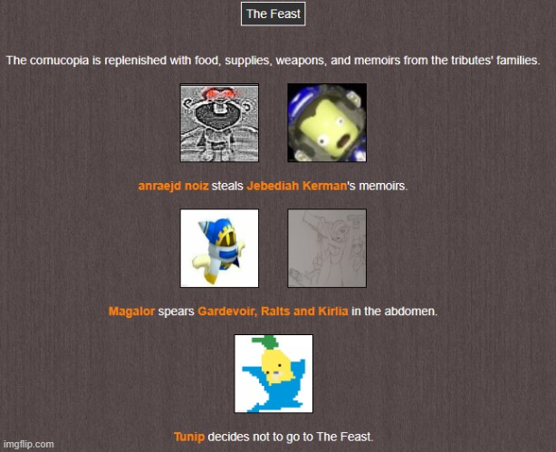 The Feast (1) | image tagged in hunger games | made w/ Imgflip meme maker
