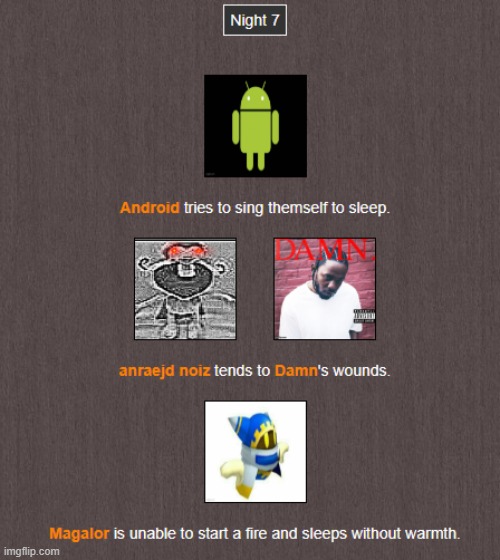 Night 7! | image tagged in hunger games | made w/ Imgflip meme maker