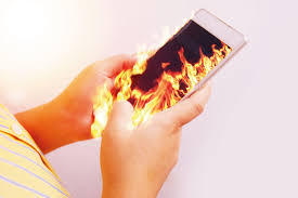 Phone on fire in hands Blank Meme Template