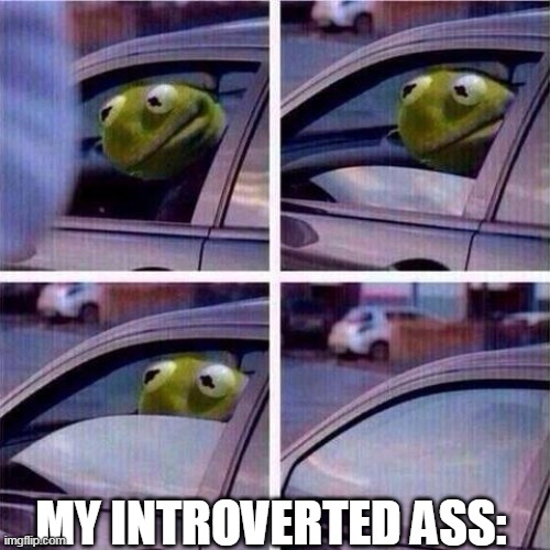 Kermit window roll up | MY INTROVERTED ASS: | image tagged in kermit window roll up | made w/ Imgflip meme maker