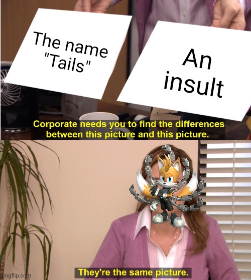 They're The Same Picture | The name "Tails"; An insult | image tagged in memes,they're the same picture | made w/ Imgflip meme maker