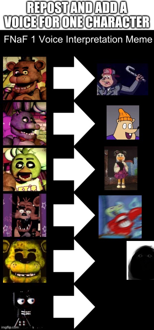 FNAF voices (I’m bored again) | image tagged in fnaf | made w/ Imgflip meme maker