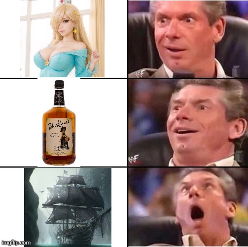 THE PIRATE SHIP LOOKS THE BEST | image tagged in vince mcmahon reaction,pirates,pirate,rosalina,rum | made w/ Imgflip meme maker