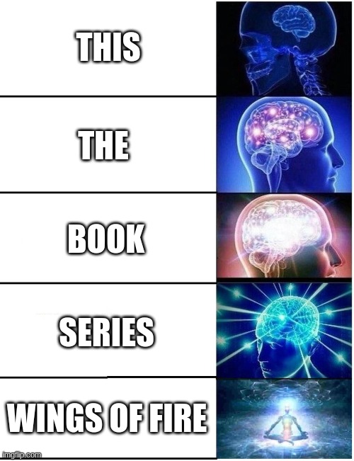 Expanding Brain 5 Panel | THIS THE BOOK SERIES WINGS OF FIRE | image tagged in expanding brain 5 panel | made w/ Imgflip meme maker