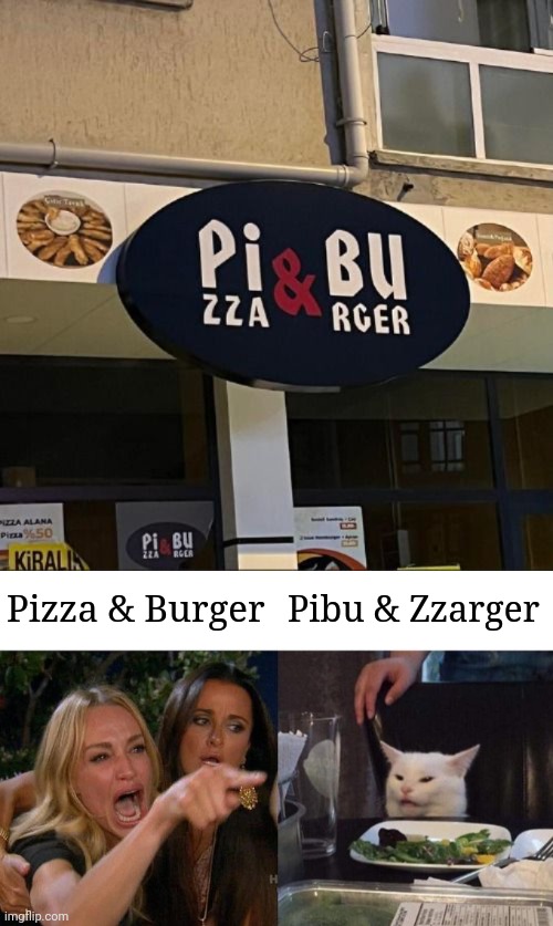 Pibu & Zzarger | Pizza & Burger; Pibu & Zzarger | image tagged in memes,woman yelling at cat,reposts,repost,pizza,burger | made w/ Imgflip meme maker