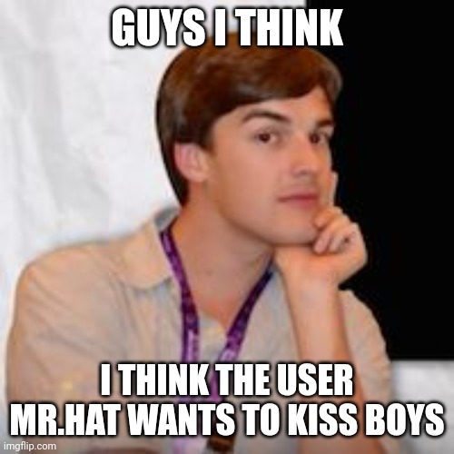 Game theory | GUYS I THINK; I THINK THE USER MR.HAT WANTS TO KISS BOYS | image tagged in game theory | made w/ Imgflip meme maker