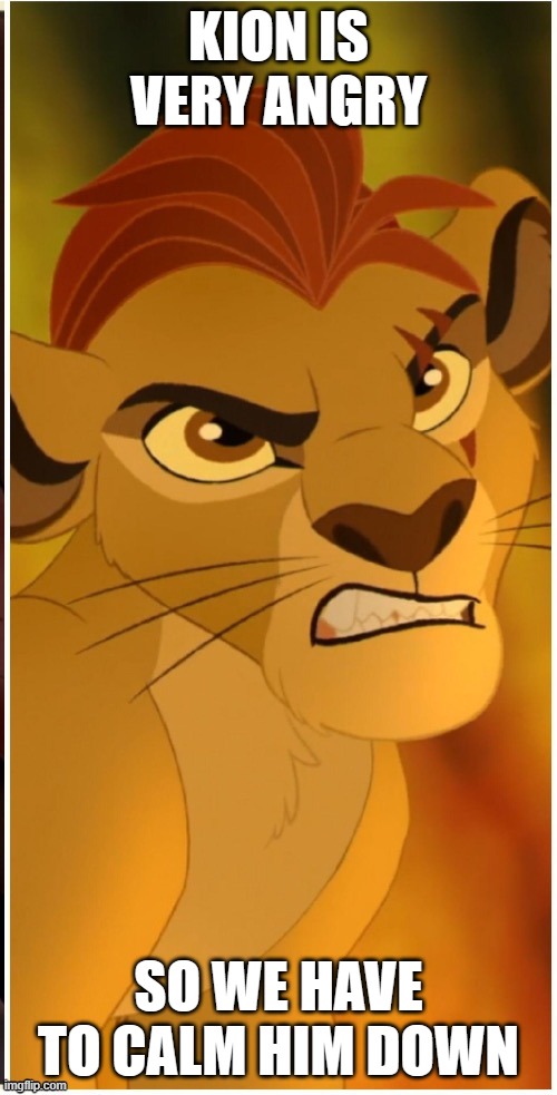 Trash | KION IS VERY ANGRY; SO WE HAVE TO CALM HIM DOWN | image tagged in trash | made w/ Imgflip meme maker