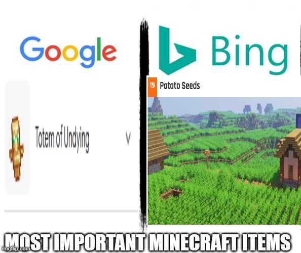 Potato Seeds? | MOST IMPORTANT MINECRAFT ITEMS | made w/ Imgflip meme maker