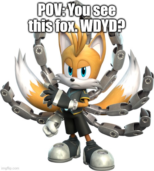 Not my OC. Credit to SEGA, Netflix, and everyone who created Sonic Prime | POV: You see this fox. WDYD? | image tagged in tails nine render sonic prime | made w/ Imgflip meme maker