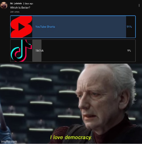 image tagged in i love democracy | made w/ Imgflip meme maker