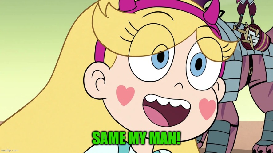 Star Butterfly | SAME MY MAN! | image tagged in star butterfly | made w/ Imgflip meme maker