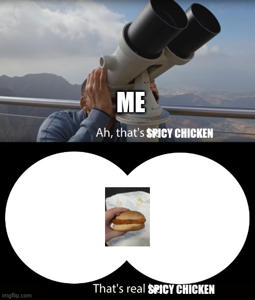 Real spicy chicken | ME; SPICY CHICKEN; SPICY CHICKEN | image tagged in ah thats hot | made w/ Imgflip meme maker