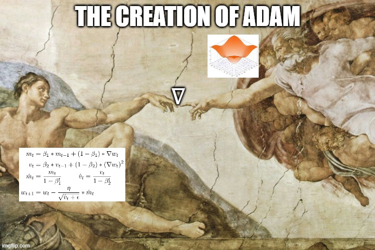 The Creation of ADAM | THE CREATION OF ADAM; ∇ | image tagged in creation of adam | made w/ Imgflip meme maker