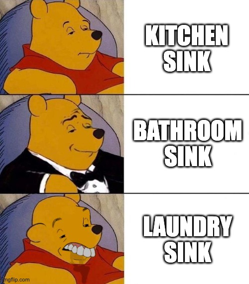 Sinks | KITCHEN SINK; BATHROOM SINK; LAUNDRY SINK | image tagged in best better blurst | made w/ Imgflip meme maker