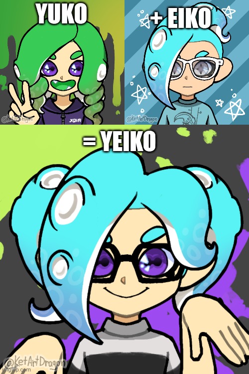 I Want to introduce two of my ocs, Yuko and Eiko, More about them in the comment section. | + EIKO; YUKO; = YEIKO | made w/ Imgflip meme maker